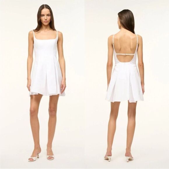 STAUD Dresses & Skirts - STAUD Mini Joli Dress White Mini Size 12 NWT